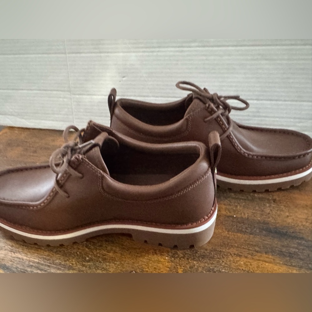 COACH Mens DARK SADDLE Brown Banks Leather Lug Oxford‎ Boots US Size 7 - Picture 4 of 10